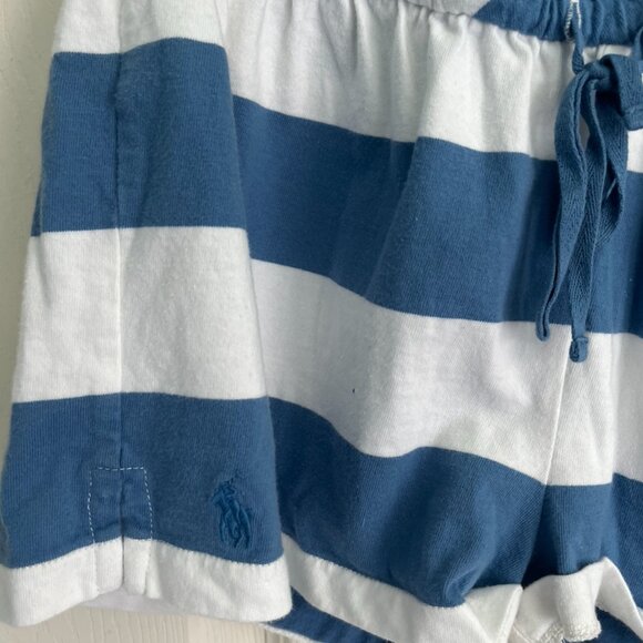 Ralph Lauren Girls Blue Stripped One-Shoulder Romper - Picture 2 of 5